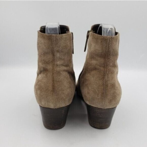 Aquatalia Tan Suede Ankle Boots Size 6.5 Side Zip Neutral - Picture 6 of 16